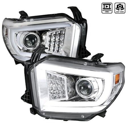 Spec-D Tuning 14-18 Toyota Tundra Sequential LED Projector Headlights- Chrome 2LHP-TUN14-SQ-TM